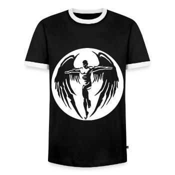 2rebon Angel Angel wings Angel Flugel Devil Devil - Men's Ringer Shirt - black/white - Front - AI Model Female 172 light (172cm) & AI Model Male 178 light (178cm)
