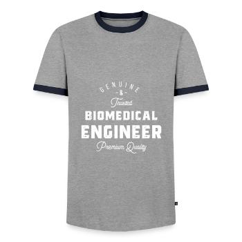 BIOMEDICAL ENGINEER - Men's Ringer Shirt - grey/navy  - Front - AI Model Female 172 light (172cm) & AI Model Male 178 light (178cm)