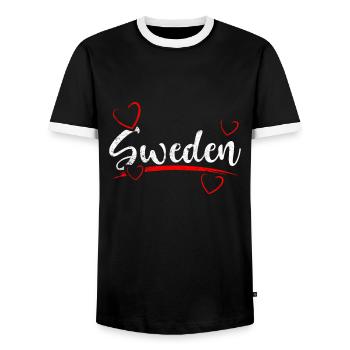 Schweden Herzen Sweden - Männer Kontrast-T-Shirt - Schwarz/Weiß - Vorne - AI Model Female 172 light (172cm) & AI Model Male 178 light (178cm)
