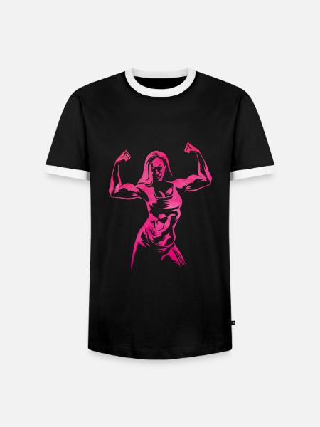 Frau Bodybuilderin Silhouette - Männer Kontrast-T-Shirt - Schwarz/Weiß