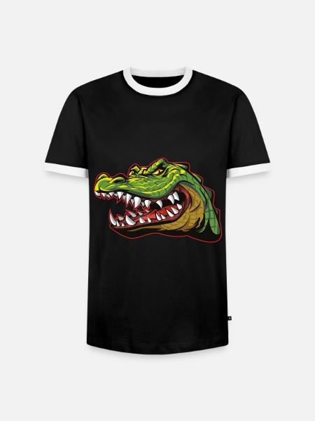 Alligator Krokodil - Männer Kontrast-T-Shirt - Schwarz/Weiß