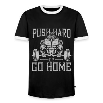 Gorilla Beast Silberrücken Push - Männer Kontrast-T-Shirt - Schwarz/Weiß - Vorne - AI Model Female 172 light (172cm) & AI Model Male 178 light (178cm)