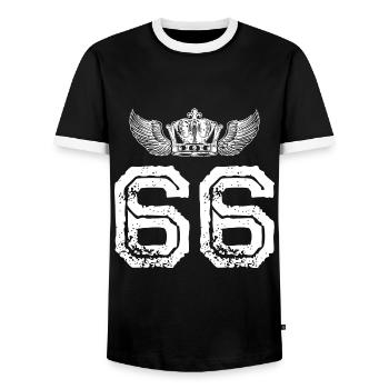 66 Couronne numérique - T-shirt contrasté Homme - noir/blanc - Devant - AI Model Female 172 light (172cm) & AI Model Male 178 light (178cm)