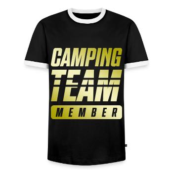 Camping Team - Männer Kontrast-T-Shirt - Schwarz/Weiß - Vorne - AI Model Female 172 light (172cm) & AI Model Male 178 light (178cm)