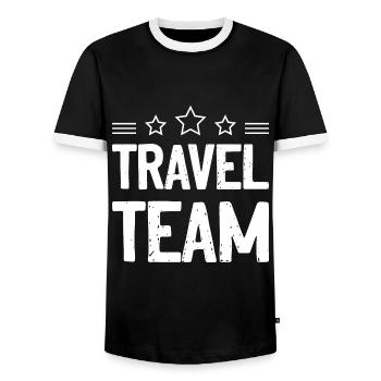 Travel Team Reisen Urlaub - Männer Kontrast-T-Shirt - Schwarz/Weiß - Vorne - AI Model Female 172 light (172cm) & AI Model Male 178 light (178cm)