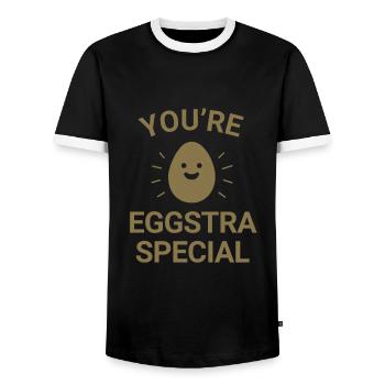 Vous êtes spécial eggstra - T-shirt contrasté Homme - noir/blanc - Devant - AI Model Female 172 light (172cm) & AI Model Male 178 light (178cm)