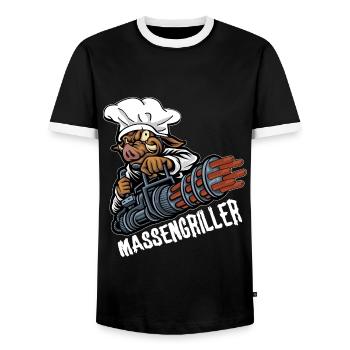 Massengriller BBQ Grillen Würstchengrill Griller - Männer Kontrast-T-Shirt - Schwarz/Weiß - Vorne - AI Model Female 172 light (172cm) & AI Model Male 178 light (178cm)
