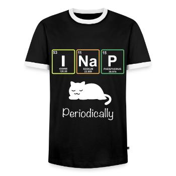 I Nap Cat Periodic Table Teacher T Shirt Gift - Men's Ringer Shirt - black/white - Front - AI Model Female 172 light (172cm) & AI Model Male 178 light (178cm)