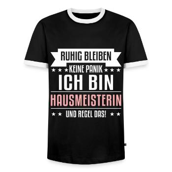 Hausmeisterin Frau Geburtstag Weihnachten Geschenk - Männer Kontrast-T-Shirt - Schwarz/Weiß - Vorne - AI Model Female 172 light (172cm) & AI Model Male 178 light (178cm)