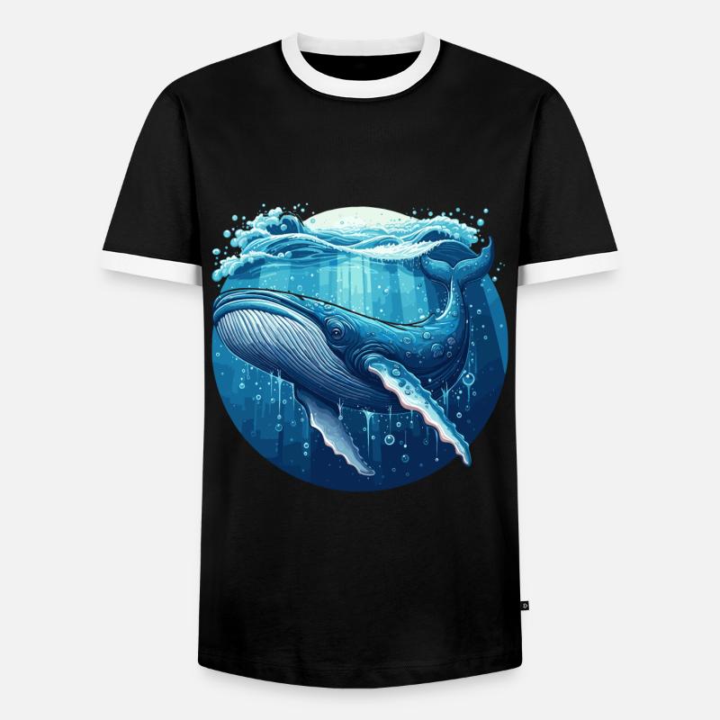 Blauwal - Männer Kontrast-T-Shirt - Schwarz/Weiß