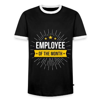 Mitarbeiter des Monats - Männer Kontrast-T-Shirt - Schwarz/Weiß - Vorne - AI Model Female 172 light (172cm) & AI Model Male 178 light (178cm)