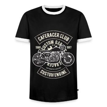 CAFERACER CLUB MOTO GARAGE RÉTRO VINTAGE MOTIF - T-shirt contrasté Homme - noir/blanc - Devant - AI Model Female 172 light (172cm) & AI Model Male 178 light (178cm)