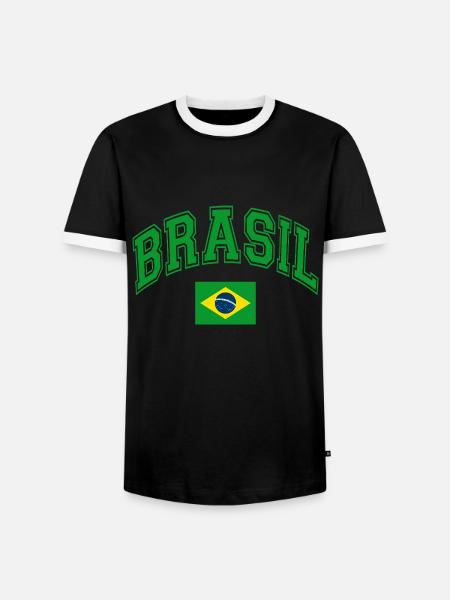 Brazil Flag - Men's Ringer Shirt - black/white