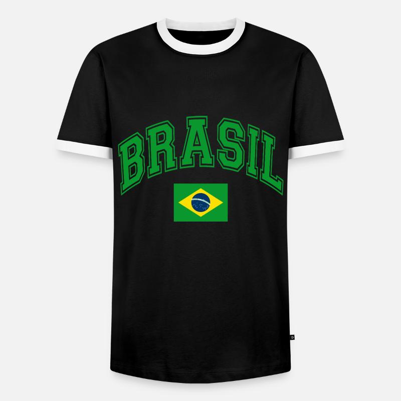 Brazil Flag - Men's Ringer Shirt - black/white