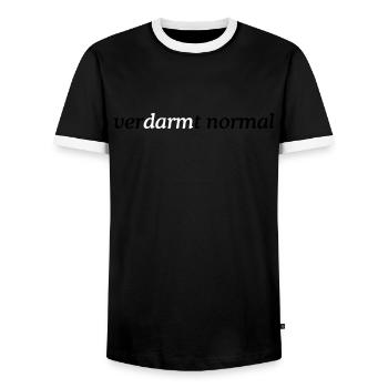 verDARMt normal - Männer Kontrast-T-Shirt - Schwarz/Weiß - Vorne - AI Model Female 172 light (172cm) & AI Model Male 178 light (178cm)
