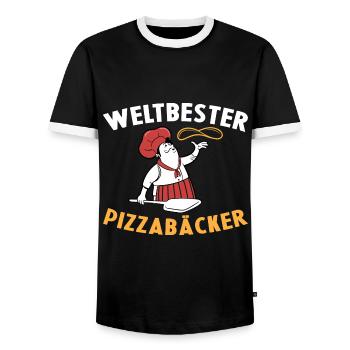 Weltbester Pizzabäcker Pizza Geschenkidee Kochen - Männer Kontrast-T-Shirt - Schwarz/Weiß - Vorne - AI Model Female 172 light (172cm) & AI Model Male 178 light (178cm)