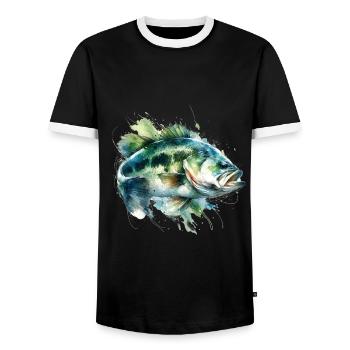 Barsch-Fisch - Männer Kontrast-T-Shirt - Schwarz/Weiß - Vorne - AI Model Female 172 light (172cm) & AI Model Male 178 light (178cm)