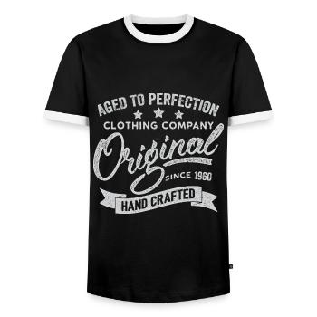 Original 1960 ' s Vintage Rétro 1960's Anniversaire 1960's - T-shirt contrasté Homme - noir/blanc - Devant - AI Model Female 172 light (172cm) & AI Model Male 178 light (178cm)