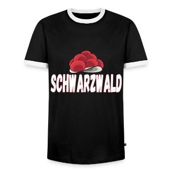 Bollenhut Schwarzwald für Kinder, Frauen und - Männer Kontrast-T-Shirt - Schwarz/Weiß - Vorne - AI Model Female 172 light (172cm) & AI Model Male 178 light (178cm)