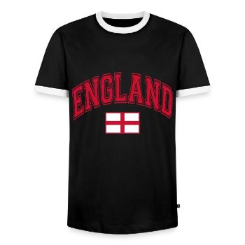 Drapeau de l’Angleterre - T-shirt contrasté Homme - noir/blanc - Devant - AI Model Female 172 light (172cm) & AI Model Male 178 light (178cm)