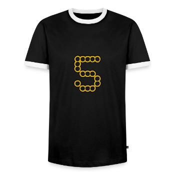 5. 5 YEARS. 5th ANNIVERSARY. 5 YEAR ANNIVERSARY - Men's Ringer Shirt - black/white - Front - AI Model Female 172 light (172cm) & AI Model Male 178 light (178cm)