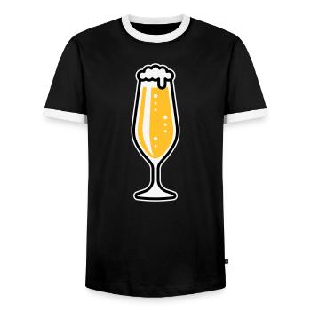 XLustig Fun - Men's Ringer Shirt - black/white - Front - AI Model Female 172 light (172cm) & AI Model Male 178 light (178cm)