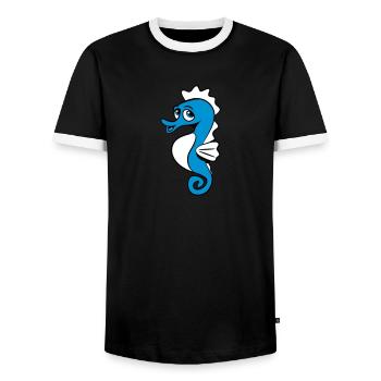 Hippocampe amour doux enfants bébés - T-shirt contrasté Homme - noir/blanc - Devant - AI Model Female 172 light (172cm) & AI Model Male 178 light (178cm)