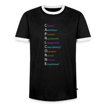 CAPRICORNE Créatif Ambitieux Prudent Responsable - T-shirt contrasté Homme - noir/blanc - Devant - AI Model Female 172 light (172cm) & AI Model Male 178 light (178cm)