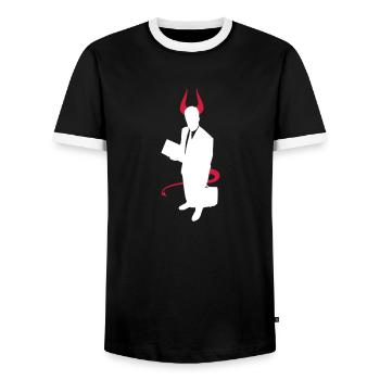 Diable d'affaires - T-shirt contrasté Homme - noir/blanc - Devant - AI Model Female 172 light (172cm) & AI Model Male 178 light (178cm)