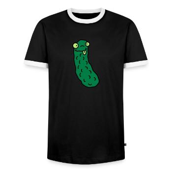 Funny Cucumber - Männer Kontrast-T-Shirt - Schwarz/Weiß - Vorne - AI Model Female 172 light (172cm) & AI Model Male 178 light (178cm)