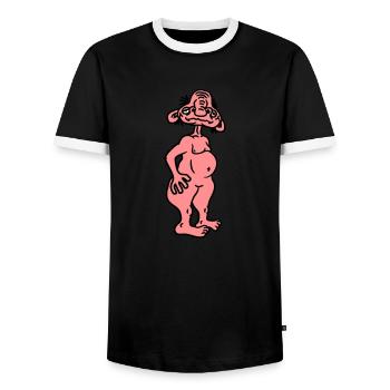 old opa naked man ugly disgusting monster horror h - Men's Ringer Shirt - black/white - Front - AI Model Female 172 light (172cm) & AI Model Male 178 light (178cm)