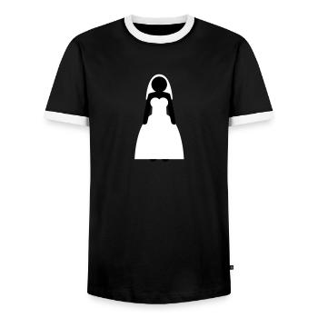 wedding_woman - Männer Kontrast-T-Shirt - Schwarz/Weiß - Vorne - AI Model Female 172 light (172cm) & AI Model Male 178 light (178cm)