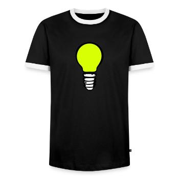 Light bulb (3 colors) - Men's Ringer Shirt - black/white - Front - AI Model Female 172 light (172cm) & AI Model Male 178 light (178cm)
