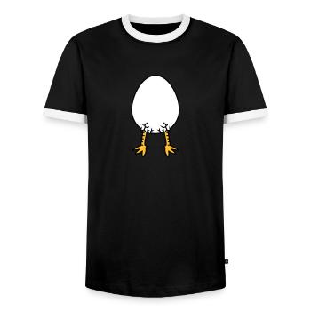 Chick In Egg - Men's Ringer Shirt - black/white - Front - AI Model Female 172 light (172cm) & AI Model Male 178 light (178cm)