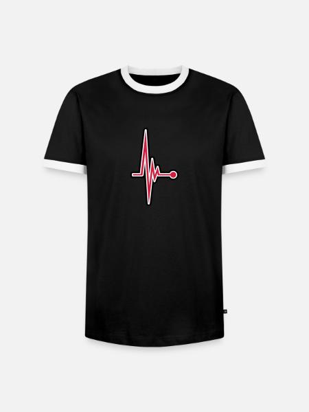 Heartbeat - Men's Ringer Shirt - black/white