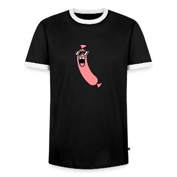 Cool Sausage - T-shirt contrasté Homme - noir/blanc - Devant - AI Model Female 172 light (172cm) & AI Model Male 178 light (178cm)