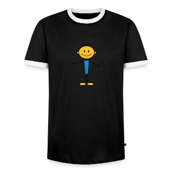 boy - Men's Ringer Shirt - black/white - Front - AI Model Female 172 light (172cm) & AI Model Male 178 light (178cm)