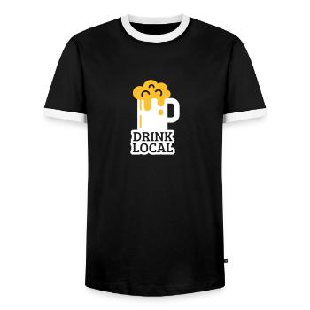 boire local - T-shirt contrasté Homme - noir/blanc - Devant - AI Model Female 172 light (172cm) & AI Model Male 178 light (178cm)