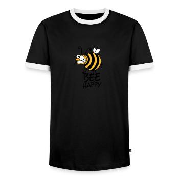 Thick crazy bee bee happy - Men's Ringer Shirt - black/white - Front - AI Model Female 172 light (172cm) & AI Model Male 178 light (178cm)