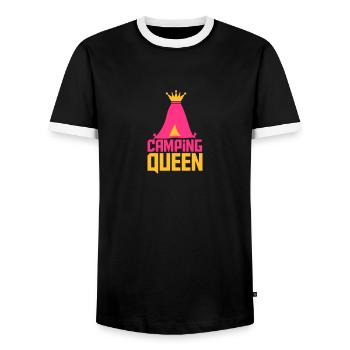 Camping Queen Königin Zelt Logo - Männer Kontrast-T-Shirt - Schwarz/Weiß - Vorne - AI Model Female 172 light (172cm) & AI Model Male 178 light (178cm)