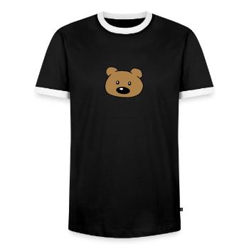 Cute Cute Cute Bear Face Brown Bear Head - Men's Ringer Shirt - black/white - Front - AI Model Female 172 light (172cm) & AI Model Male 178 light (178cm)