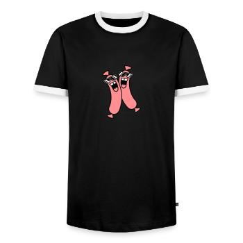 Cool Sausages - T-shirt contrasté Homme - noir/blanc - Devant - AI Model Female 172 light (172cm) & AI Model Male 178 light (178cm)