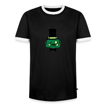 Face sir gentlemen gentleman cylinder hat fly suit - Men's Ringer Shirt - black/white - Front - AI Model Female 172 light (172cm) & AI Model Male 178 light (178cm)