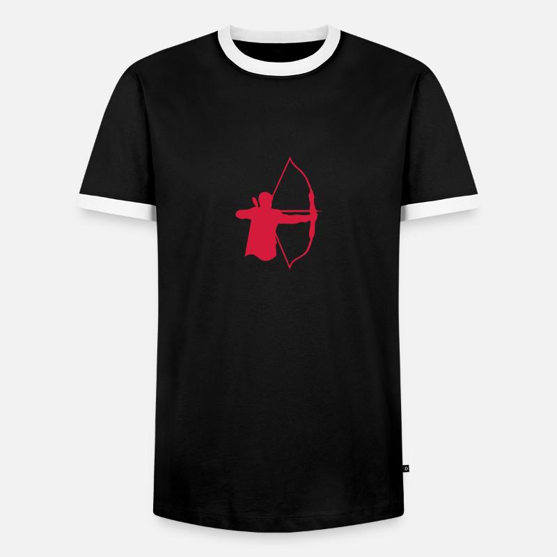 archery archery logo bogenschieben6 - Men's Ringer Shirt - black/white