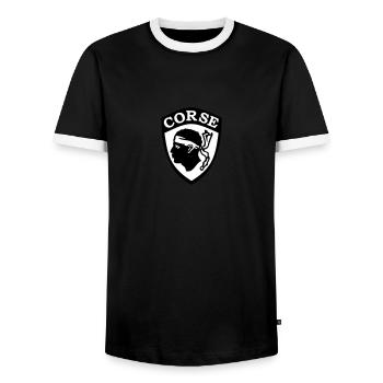 Korsika Blason - Männer Kontrast-T-Shirt - Schwarz/Weiß - Vorne - AI Model Female 172 light (172cm) & AI Model Male 178 light (178cm)