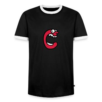 Buchstabe C Lustig Gesicht Schreien Monster - Männer Kontrast-T-Shirt - Schwarz/Weiß - Vorne - AI Model Female 172 light (172cm) & AI Model Male 178 light (178cm)