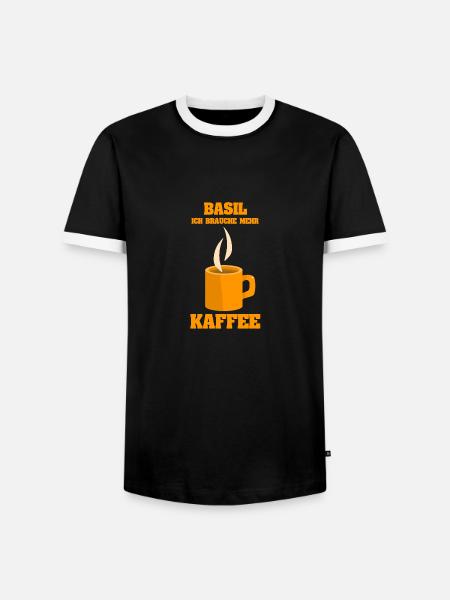 Kaffetasse Basil - Männer Kontrast-T-Shirt - Schwarz/Weiß