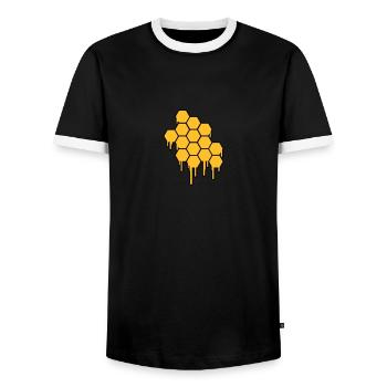 Honeycombs Pattern - Men's Ringer Shirt - black/white - Front - AI Model Female 172 light (172cm) & AI Model Male 178 light (178cm)