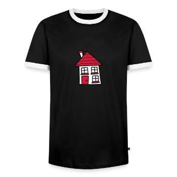 süßes kleines haus häuschen eigenheim bauen bauher - Männer Kontrast-T-Shirt - Schwarz/Weiß - Vorne - AI Model Female 172 light (172cm) & AI Model Male 178 light (178cm)