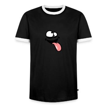 Crazy comic cartoon face laugh funny funny logo de - Men's Ringer Shirt - black/white - Front - AI Model Female 172 light (172cm) & AI Model Male 178 light (178cm)
